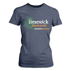 Limerick Ireland T Shirt For Women Irish City Souvenir St Patricks Day Celtic Shamrock TS11 Navy Print Your Wear