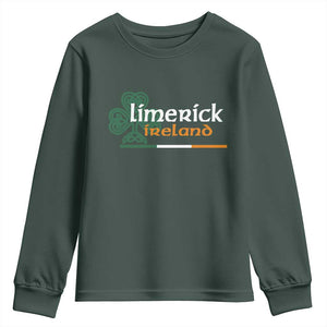Limerick Ireland Youth Sweatshirt Irish City Souvenir St Patricks Day Celtic Shamrock TS11 Dark Forest Green Print Your Wear