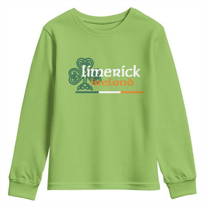 Limerick Ireland Youth Sweatshirt Irish City Souvenir St Patricks Day Celtic Shamrock TS11 Lime Print Your Wear