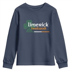 Limerick Ireland Youth Sweatshirt Irish City Souvenir St Patricks Day Celtic Shamrock TS11 Navy Print Your Wear