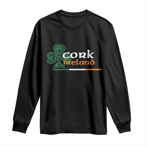 Cork Ireland Long Sleeve Shirt Irish City Souvenir St Patricks Day Celtic Shamrock TS11 Black Print Your Wear