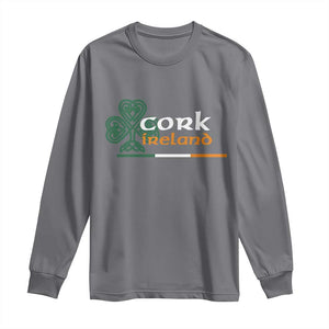 Cork Ireland Long Sleeve Shirt Irish City Souvenir St Patricks Day Celtic Shamrock TS11 Charcoal Print Your Wear