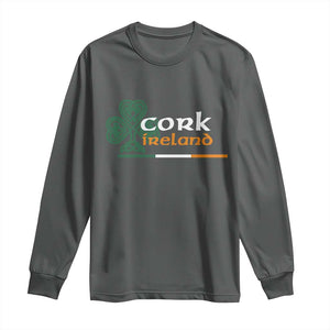 Cork Ireland Long Sleeve Shirt Irish City Souvenir St Patricks Day Celtic Shamrock TS11 Dark Heather Print Your Wear