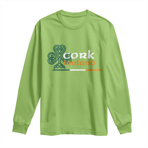 Cork Ireland Long Sleeve Shirt Irish City Souvenir St Patricks Day Celtic Shamrock TS11 Lime Print Your Wear