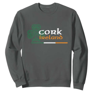 Cork Ireland Sweatshirt Irish City Souvenir St Patricks Day Celtic Shamrock TS11 Dark Heather Print Your Wear