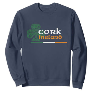 Cork Ireland Sweatshirt Irish City Souvenir St Patricks Day Celtic Shamrock TS11 Navy Print Your Wear