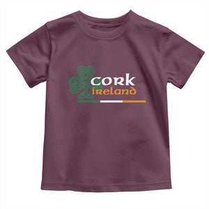 Cork Ireland Toddler T Shirt Irish City Souvenir St Patricks Day Celtic Shamrock TS11 Maroon Print Your Wear