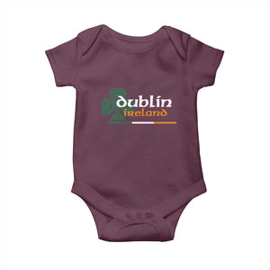 Dublin Ireland Baby Onesie Irish City Souvenir St Patricks Day Celtic Shamrock TS11 Maroon Print Your Wear