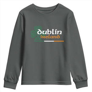 Dublin Ireland Youth Sweatshirt Irish City Souvenir St Patricks Day Celtic Shamrock TS11 Dark Heather Print Your Wear