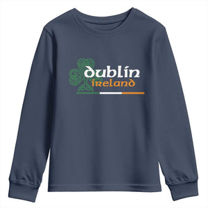 Dublin Ireland Youth Sweatshirt Irish City Souvenir St Patricks Day Celtic Shamrock TS11 Navy Print Your Wear