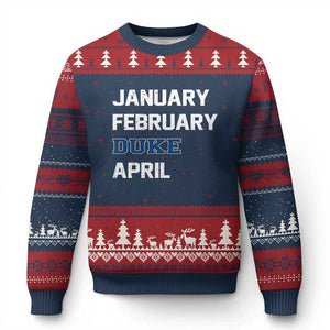 January February Duke April Ugly Christmas Sweater Basketball Game Day TS11 Navy Red Print Your Wear