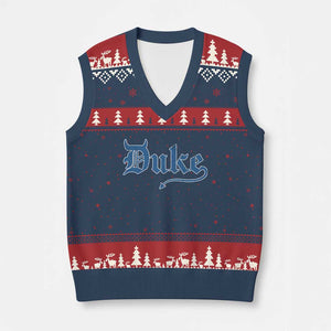 Duke Gothic Throwback V-Neck Knit Sweater Vest Game Day for Sports Fan TS11 Navy Red Print Your Wear
