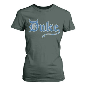 Duke Gothic Throwback T Shirt For Women - Game Day Sports Fan Womens Tee TS11 Dark Forest Green Print Your Wear