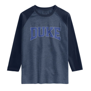 Duke Bold Script Name Sports Fans Raglan Shirt TS11 Heather Denim Navy Print Your Wear