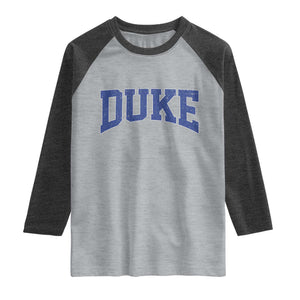 Duke Bold Script Name Sports Fans Raglan Shirt TS11 Heather Gray Heather Charcoal Print Your Wear