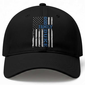 God Family Duke Baseball Cap Blue Game Day Vintage American Flag TS11 Print Your Wear