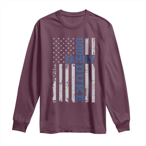 God Family Duke Long Sleeve Shirt Blue Game Day Vintage American Flag TS11 Maroon Print Your Wear