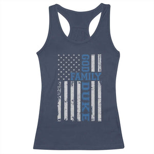 God Family Duke Racerback Tank Top Blue Game Day Vintage American Flag TS11 Navy Print Your Wear