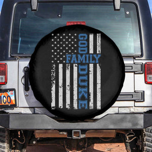 God Family Duke Spare Tire Cover Blue Game Day Vintage American Flag TS11 No hole Black Print Your Wear