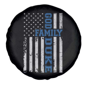 God Family Duke Spare Tire Cover Blue Game Day Vintage American Flag TS11 Print Your Wear