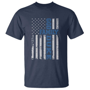 God Family Duke T Shirt Blue Game Day Vintage American Flag TS11 Navy Print Your Wear