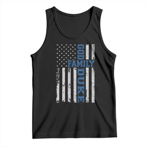 God Family Duke Tank Top Blue Game Day Vintage American Flag TS11 Black Print Your Wear