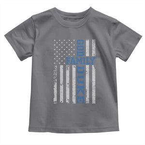God Family Duke Toddler T Shirt Blue Game Day Vintage American Flag TS11 Charcoal Print Your Wear