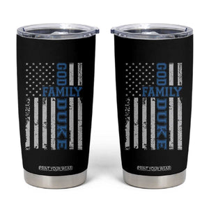 God Family Duke Tumbler Cup Blue Game Day Vintage American Flag TS11 Black Print Your Wear