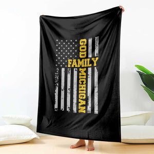 God Family Michigan Throw Blanket Game Day Vintage American Flag TS11 Print Your Wear