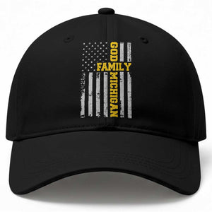 God Family Michigan Baseball Cap Game Day Vintage American Flag TS11 Print Your Wear