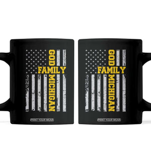 God Family Michigan Coffee Mug Game Day Vintage American Flag TS11 Black Print Your Wear