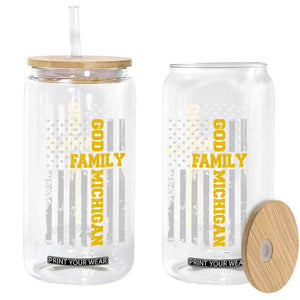 God Family Michigan Glass Can Game Day Vintage American Flag TS11 Print Your Wear