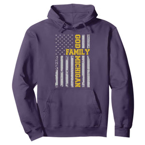 God Family Michigan Hoodie Game Day Vintage American Flag TS11 Purple Print Your Wear