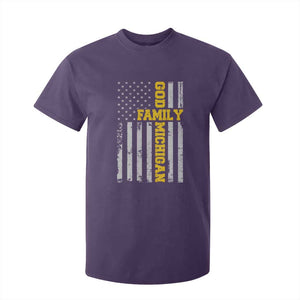 God Family Michigan T Shirt For Kid Game Day Vintage American Flag TS11 Purple Print Your Wear