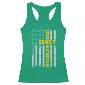 God Family Michigan Racerback Tank Top Game Day Vintage American Flag TS11 Irish Green Print Your Wear