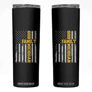 God Family Michigan Skinny Tumbler Game Day Vintage American Flag TS11 Black Print Your Wear