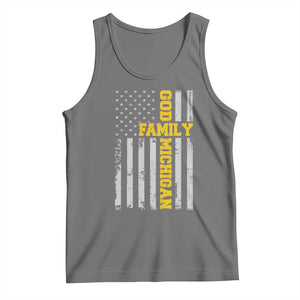 God Family Michigan Tank Top Game Day Vintage American Flag TS11 Black Heather Print Your Wear
