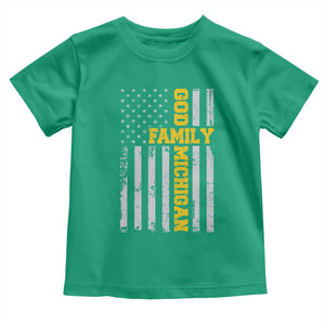 God Family Michigan Toddler T Shirt Game Day Vintage American Flag TS11 Irish Green Print Your Wear