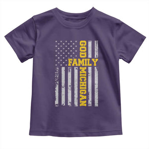 God Family Michigan Toddler T Shirt Game Day Vintage American Flag TS11 Purple Print Your Wear