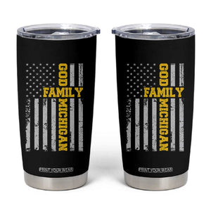 God Family Michigan Tumbler Cup Game Day Vintage American Flag TS11 Black Print Your Wear