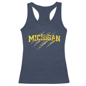 Michigan Fan Racerback Tank Top MI State Sports Game Day Scratch Mark TS11 Navy Print Your Wear
