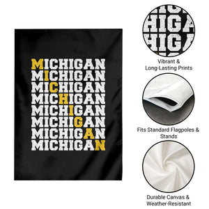 Michigan Fan Garden Flag Yellow Bold Athletic Sport State Letters Game Day TS11 Print Your Wear