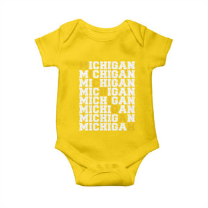 Michigan Fan Baby Onesie Yellow Bold Athletic Sport State Letters Game Day TS11 Daisy Print Your Wear