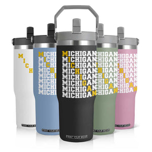 Michigan Fan Flip Straw Tumbler Yellow Bold Athletic Sport State Letters Game Day TS11 Print Your Wear