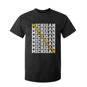 Michigan Fan T Shirt For Kid Yellow Bold Athletic Sport State Letters Game Day TS11 Black Print Your Wear