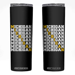 Michigan Fan Skinny Tumbler Yellow Bold Athletic Sport State Letters Game Day TS11 Black Print Your Wear
