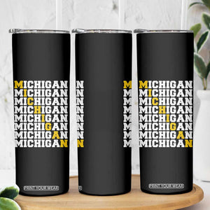 Michigan Fan Skinny Tumbler Yellow Bold Athletic Sport State Letters Game Day TS11 Print Your Wear