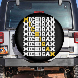 Michigan Fan Spare Tire Cover Yellow Bold Athletic Sport State Letters Game Day TS11 No hole Black Print Your Wear