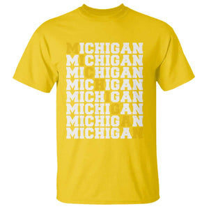 Michigan Fan T Shirt Yellow Bold Athletic Sport State Letters Game Day TS11 Daisy Print Your Wear