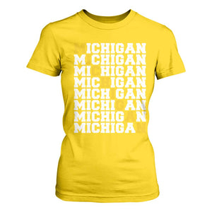 Michigan Fan T Shirt For Women Yellow Bold Athletic Sport State Letters Game Day TS11 Daisy Print Your Wear